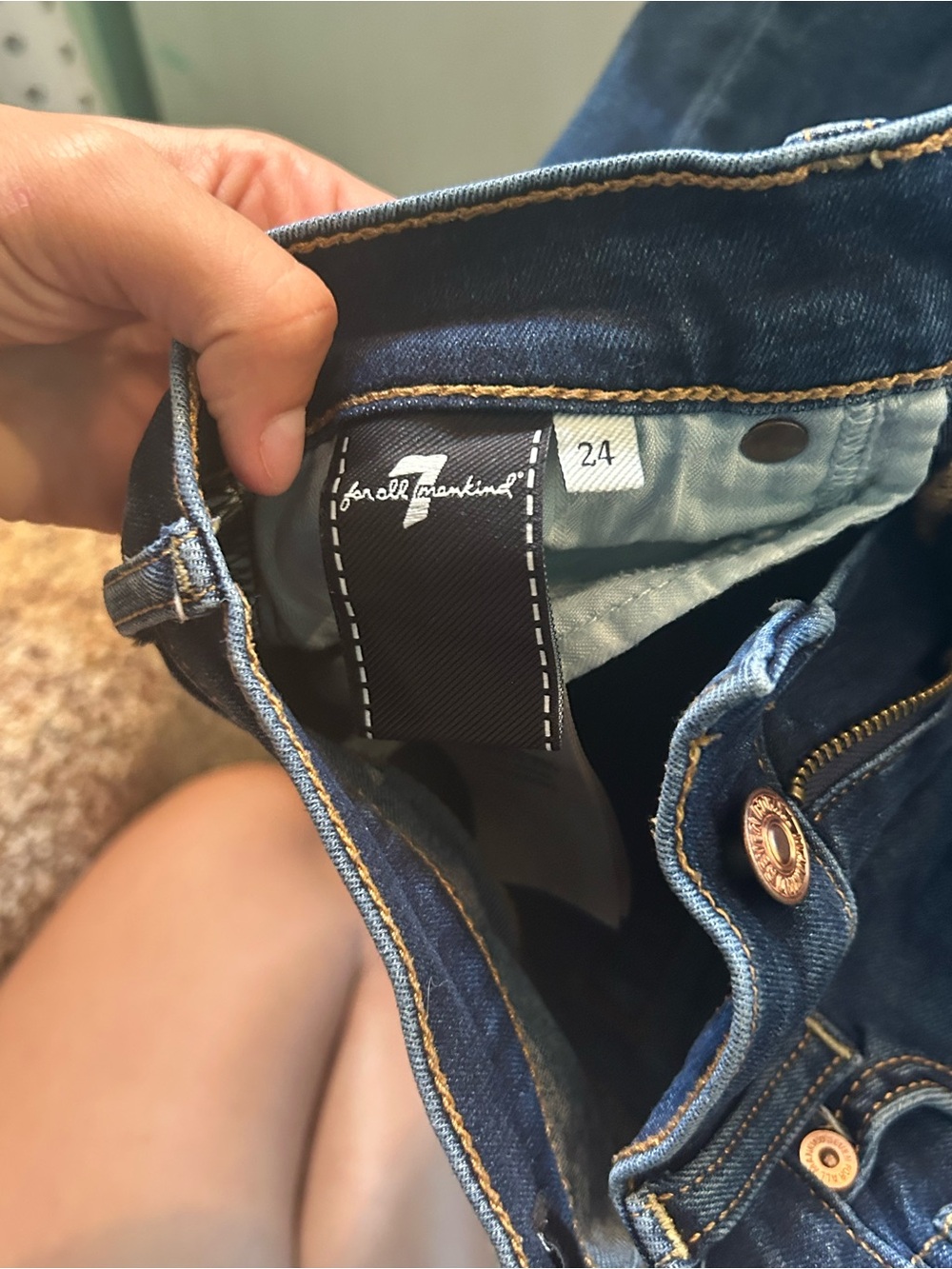 7 For All Mankind Women's Dark Indigo High-Rise Jeans